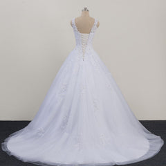 Glam White Tulle Puffy Ball Gown Prom Dress, Sweetheart 16 Gown