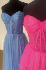 Glitter Sweetheart Sheer Corset A-Line Long Prom Dress