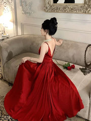 Gorgeous A Line Spaghetti Straps Red Ankle Length Evening Dress Prom Dresses Birthday Outfits