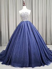 Gorgeous Blue Ball Gown Sweet 16 Party Dress, Blue Handmade Formal Gown