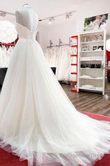 Gorgeous Long A-line Sweetheart Spaghetti Straps Tulle Lace Wedding Dresses