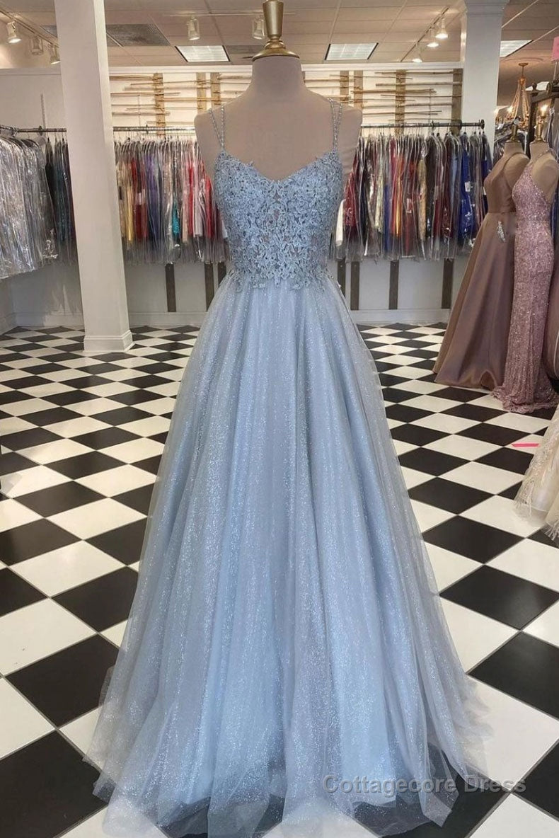 Gray tulle lace long prom dress gray tulle formal dress