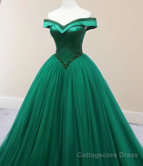 Green Beading Off the Shoulder Floor Length Quinceanera Dresses