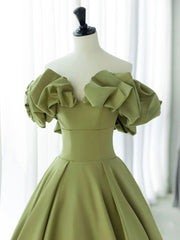 Green Satin Long Off Shoulder Formal Dress Green Evening Dress Prom Dress prom dresses shops