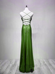 Green Spandex Straps Formal Dress, Green Evening Dress Prom Dress