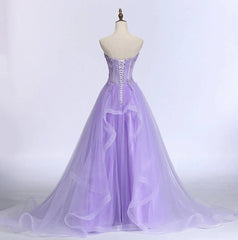 Light Purple Tulle Sweetheart Long Party Dress A-line Tulle Formal Dress prom dresses shops