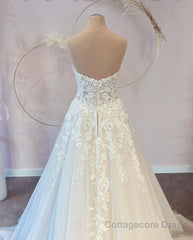 Long A-line Sweetheart Tulle Wedding Dress with Lace