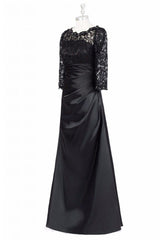 Long Black A Line Mother Of The Bride Dress