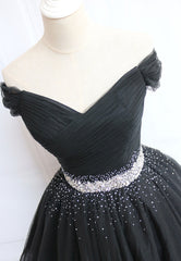 Black Off the Shoulder Short Prom Dress, A-Line Homecoming Dress