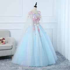 Lovely Light Blue Tulle PLong Formal Gown Party Dress, Blue Sweet 16 Dresses