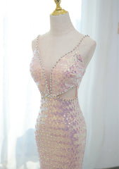 Lovely Sequins Mermaid Straps Long Party Dress, Sequins Mermaid Formal Dress