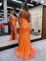 Mermaid One-Shoulder Sequins Prom Dress With Tassels