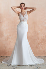 Mermaid See-Through Chiffon Wedding Dresses with Appliques