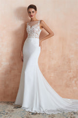 Mermaid See-Through Chiffon Wedding Dresses with Appliques