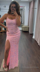 Mermaid Sequins Long Prom dress with Slit