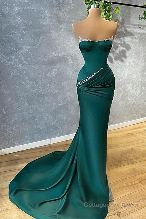 Mermaid Strapless Floor-length Sleeveless Open Back Prom Dress