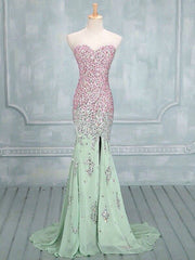 Mermaid Sweetheart Neck Colorful Long Prom Dresses, Formal Dresses