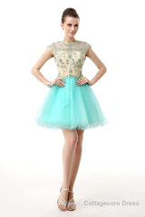 Mint Green Beaded Short Homecoming Dresses