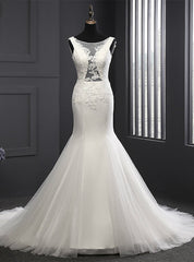 Modern Mermaid Wedding Dress Appliques Scoop Neck Wedding dress