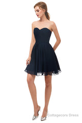 A Line Strapless Knee Length Chiffon Homecoming Dresses