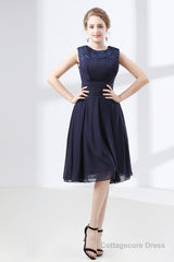 Lace Beaded Sleeveless A Line Chiffon Bridesmaid Dresses