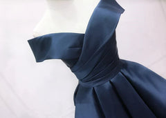 Navy Blue Satin Homecoming Dress Party Dress Sweetheart Prom Dress prom dresses shops