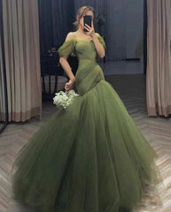 Elegant Off Shoulder Sleeveless A-line Floor Length Prom Dress