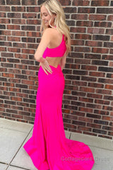 Pink Halter Keyhole Mermaid Long Prom Dress