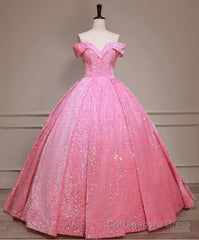 Pink Quinceanera Dresses Sequin Off The Shoulder Ball Gown Dresses