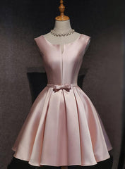 Pink Satin Short Party Dress , Lovely Satin Homecoming Dress