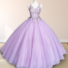 Princess Flowers Lavender Flowers Quinceanera Dresses Ball Gown with Petticoat