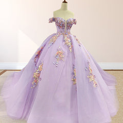 Princess Off the Shoulder Appliques Court Train Quinceanera Dresses