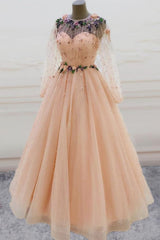 Cute Tulle Applique Long Prom Dress, Evening Dress