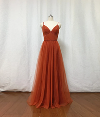 Bridesmaid Dresses, Burnt Tulle Bridesmaid Dress, 2025 Spaghetti Straps Boho