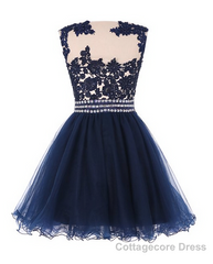 Navy Blue Lace Short With Waist Beadings Royal Blue Custom Made Mini Length Women Skirt Prom Dresses