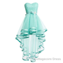 Mint Tulle Homeocming For Teens Pretty Cheap Simple Short Lace Prom Dresses