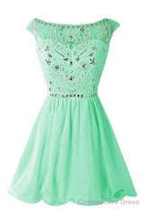 Green Chiffon Handmade Girly For Teens Homecoming Dresses