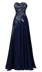 Womens A-line Embroidery Evening Dresses