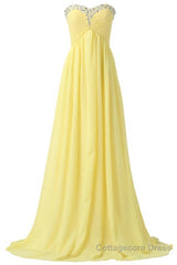 Sweetheart Long Yellow Chiffon Beaded Pregnant High Low For Teens Simple Cheap Bridesmaid Dresses