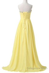 Sweetheart Long Yellow Chiffon Beaded Pregnant High Low For Teens Simple Cheap Bridesmaid Dresses