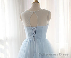 Tulle Short Charming Short Light Blue Cute Prom Dresses