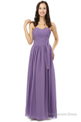 Purple Sleeveless Chiffon Long With Lace Up Bridesmaid Dresses