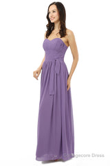 Purple Sleeveless Chiffon Long With Lace Up Bridesmaid Dresses