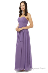 Purple Sleeveless Chiffon Long With Lace Up Bridesmaid Dresses