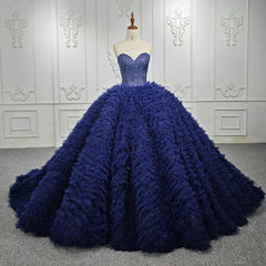 Quinceanera Dress Classic Dark Navy Strapless Quinceanera Dresses Sleeveless Sweetheart Beading Ball Gown