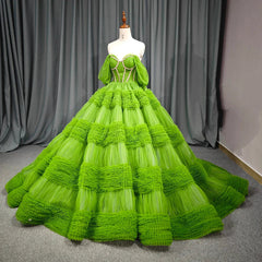 Quinceanera Dress Green Exquisite A Line Off-the-Shoulder Ball Gown