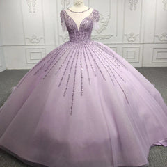 Quinceanera Dress Princess Sheer Neck Long Prom Dresses Short Sleeves Ball Gown