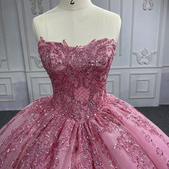 Quinceanera Dress Romantic Court Train Ball Gown Strapless Pleated