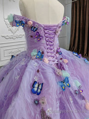 Quinceanera Dresses Off the Shoulder Party Dress Sweetheart Neck Lavender Tulle Ball Gown