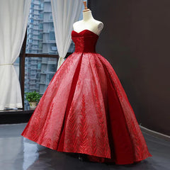 Red A Line Strapless Appliques Sequin Tulle Prom Dresses